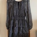 Cinq à Sept NWOT Cinq a Sept black & grey abstract print tiered long sleeve dress Photo 0