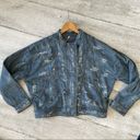 Free People  Distressed Denim Bomber Jean Jacket  Small Zip and Snap Up Front Photo 3