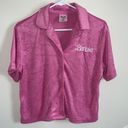 Polo barbie cropped terry cloth button down shirt  pink short sleeve Photo 0