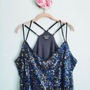 City Chic  Blue and Gold Sequin Strappy Mini Dress Photo 3