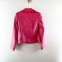 Neiman Marcus  100% Leather Moto Biker Zip Up Jacket Pockets Pink Small Photo 9