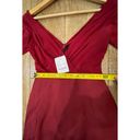 Alfred Sung  Sz 0 V Neck Jersey Mikado Burgundy 3/4 Sleeve Belted Gown D736 NWT Photo 5