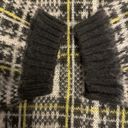 Nine West  fuzzy, mock turtleneck sweater in yellow & gray plaid size large Photo 3