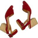 Universal Threads  | Red Faux Suede Block Strappy‎ Heel Shoe Open Toe Photo 0