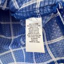 kim rogers  blue white semi-sheer window pane plaid button up blouse shirt L Photo 4