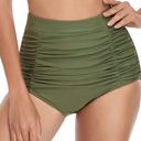 Relleciga NWT  Swim High Waisted Ruched Retro Bikini Bottom Army Green Size XL Photo 12