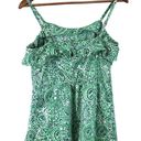 Tommy Hilfiger  Womens S Paisley Ruffled Tank Top Green Blue Preppy Boho Feminine Photo 1