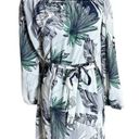 Sans Souci NWT Tropical Palm Print Off Shoulder Maxi Dress 3/4 Sleeve Tie Elastic Waist S Photo 2