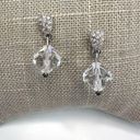 Swavorski Swarovski Rhinestone Earrings Silver Tone Pave and Clear Crystal Bead Dangle Photo 3