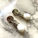 Monet  white and silver  tone clip on drop earrings Photo 5