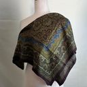 Vintage Square Scarf Brown Green Dark Floral Paisley Boho Fairy Grunge 26x26 Photo 3