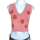 Daisy  Crop Knit Sweater Vest XS Retro Twee Peachy Pink Full Tilt Soft Preppy Photo 0