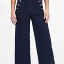 Banana Republic  Jeans‎ Women 31 High Rise Wide Leg Crop Dark Wash Sailor Button Photo 0