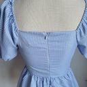 English Factory Nordstrom,  New Blue Gingham Peplum Puff Sleeve Top Size Small Photo 8