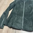 The Row  Anasta Lambskin Leather Zip-Front Peplum Jacket Sz 10 Olive Green EUC Photo 3