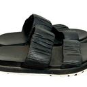 Sorel  Roaming Two Strap Leather Slide Flat Sandals Black/White Photo 5