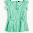 J.Crew New  V-Neck‎ Peplum Top in Swiss Dot Green Photo 2