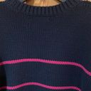 Banana Republic  Navy Blue w/ Pink Stripe Chunky Knit Oversized Sweater Sz Small Photo 8