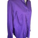 Coldwater Creek  No Iron Deep Purple Button Down Collared Long Sleeve Fitted Blou Photo 3