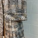 Anne Klein  Womens Long Topper Jacket 14 Brown Tweed Fringed Open Front Career Photo 4