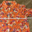 Modcloth  Orange Colorful Floral Sheer Collared Button Up Blouse Top ~ Size L Photo 10