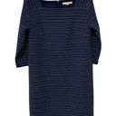 Loft Ann Taylor  | Dress Textured Navy Square Neck 3/4 Sleeves NWT- Size 16 Plus Photo 0