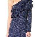 WAYF  Navy Polka Dot Laci One Shoulder Ruffle Tiered Dress Photo 0