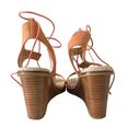 ALDO  Espadrille Wedges‎ Orange Leather Open Toe Lace Up Shoes Women's Size 6 Photo 6