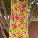 Jams World Vintage  Skirt Small Yellow Pink Floral Draped Maxi Rose Hawaiian Photo 0