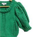 The Moon Day +  puff sleeve crochet knit green knit cropped sweater size Medium NEW Photo 2