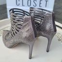 INC Kacela2 Caged pewter/silver rhinestone high heel booties sz 7.5 Photo 3