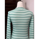 Edge Cali Be Womens Casual Top Blue Stripe Long Sleeve Mock Neck Lettuce  Rib M Photo 5