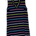 Crown & Ivy  Ruffle V-Neck Navy Striped Sleeveless Dress Casual Career Job Medium Photo 0