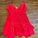 In Bloom  Sexy Lingerie Dress Gown Red Lace Skirt Ruffle Medium Floral Photo 1