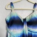 Cacique Swim by  Women Plus Size 24W Blue White Tie Dye Tankini Top Built in Bra Photo 3