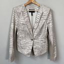 BCBGMAXAZRIA  Women's Medium Long Sleeve Snakeskin Jordyn Blazer Jacket Ivory Photo 3