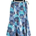 Talbots  Womens 10 Floral Geometric Pleated Skirt Blue Wildflowers Cotton Lined Photo 0