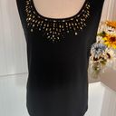 Karen Scott Black Scooped Embellished Sleeveless Top Photo 1