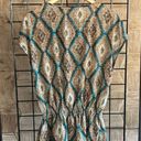 Wrangler  Womens Top Medium Sheer Brown and Teal Embroidered Boho Hippy Earthy Photo 6