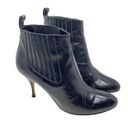 Brian Atwood  Vernice Vogue Heeled Booties in Black Leather Size 38.5 Photo 0