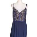 Fame and Partners  Navy Grosgrain Piped Lace Bodice Evening Gown Women’s Size 14 Photo 2