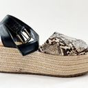 American Eagle  Platform Espadrille Snake Print Sandals Black Cream 9 Photo 1