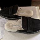 Jimmy Choo  Black Suede fur lined Ramona Shoe slide w crystals 39.5 NIB Photo 8