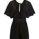 Maje  Idelle Romper Jumpsuit Womens 36 (US S/4-6) Black Silk Short Sleeve V-Neck Photo 2