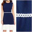 Karl Lagerfeld  Paris Blue & White Sleeveless Ruffle Hem Dress Photo 1