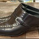 Brighton Dark Brown Mule Slip On Studded Buckle Western Heels High Heel … Photo 3