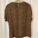 carole little Vintage  Leopard Cheetah Brown Black Beaded Short Sleeve Blouse Top Photo 5