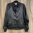 PINK - Victoria's Secret  Black Satin Embroidered Logo Bomber Jacket L/XL Photo 0