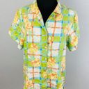 The Moon Pineapple Womens Medium M Silk Abstract Pineapple Print Button Down Shirt Photo 0