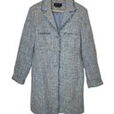 BCBGMAXAZRIA Wool Silk Tweed Longline Coat Blue Raw Edge Overcoat, size Large Photo 0